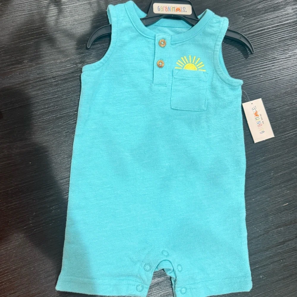 NWT Size 3-6 months Garanimals Turquoise Tank Romper
